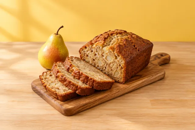 Pear ginger cake, sliced