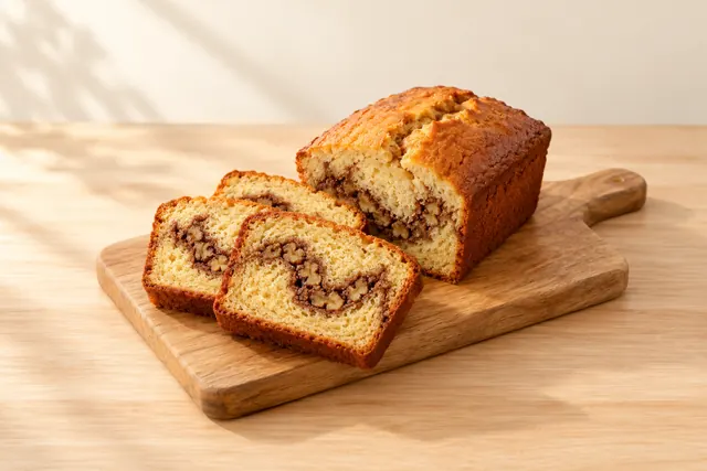 A slice of swirl cake that holds together
