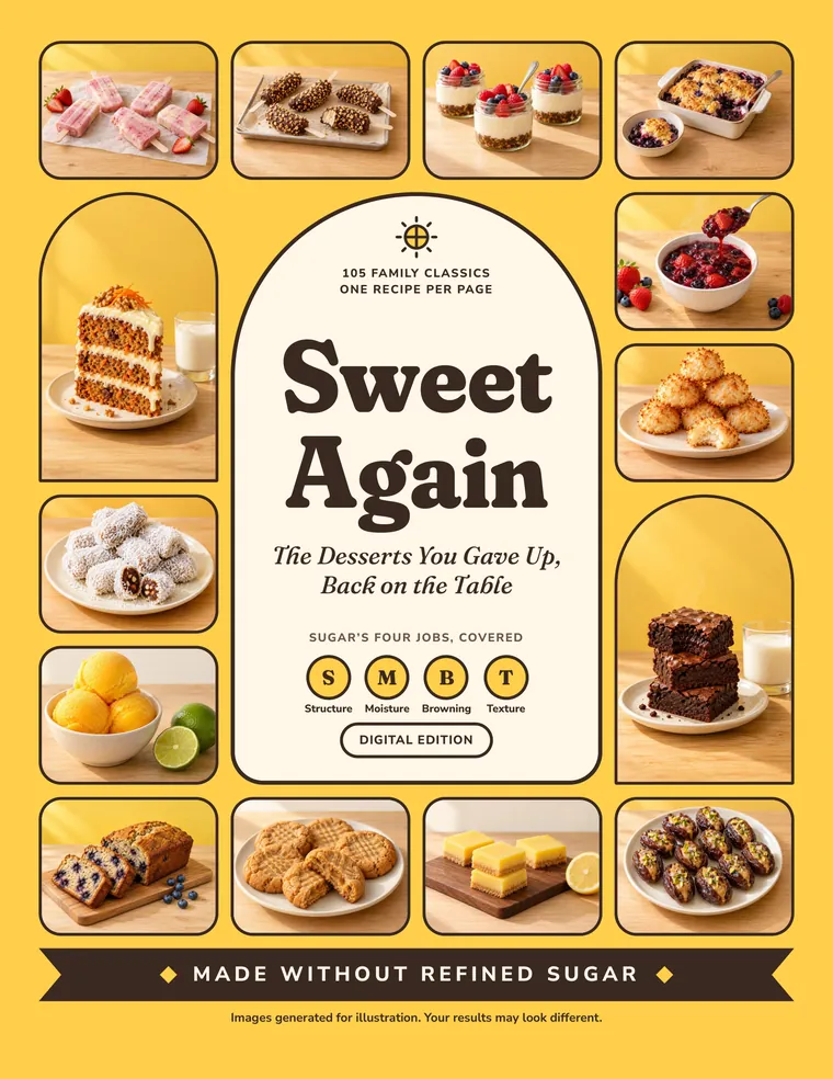 Cover of Sweet Again: 105 family classics, one recipe per page, made without refined sugar